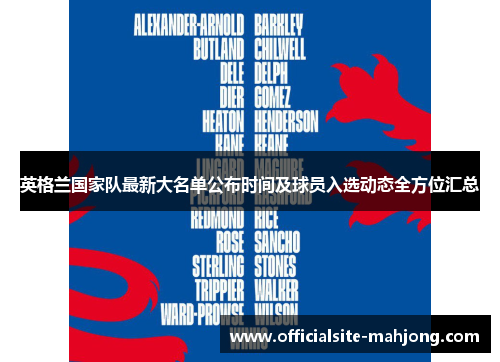 英格兰国家队最新大名单公布时间及球员入选动态全方位汇总